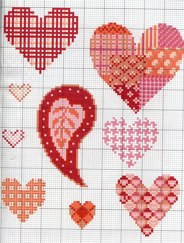 Схема вышивки «сердечки» (№) - Вышивка крестом